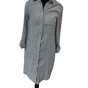 Tahari Black and White Striped Shirt Dress